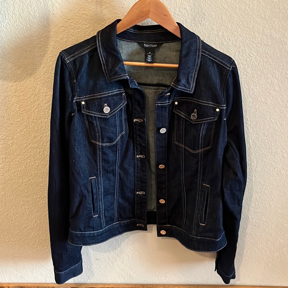 WHBM Dark Denim Trucker Jacket Size 14